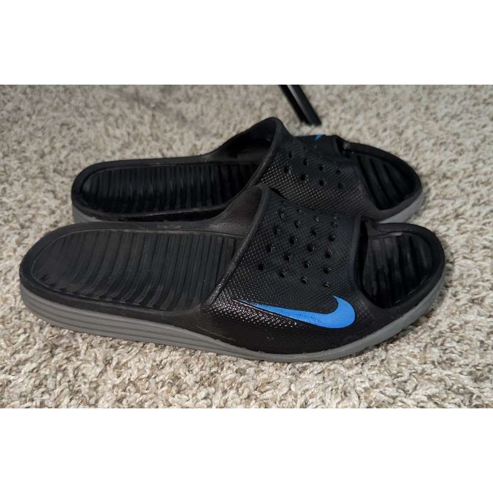 Nike Benassi Solarsoft Men's Size 7 Slides Sandals Black Blue Y2K RARE